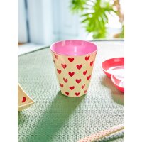 Rice Melamin Becher Medium Herz Print Beige