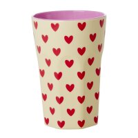 Rice Melamin Becher Groß Herz Print Beige