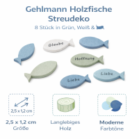 Streudeko Fische 8-Stück - Grün Blau Weiß