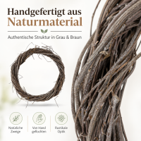 Türkranz Weidenkranz Natur 25 x 25 x 3 cm