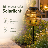 Solarlampe Natur Rund - 17 x 17 x 52 cm