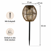 Solarlampe Natur Rund - 17 x 17 x 52 cm