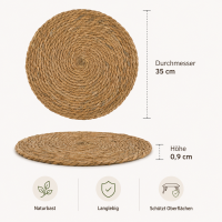 Tischset aus Naturbast Rund - Ø 35 cm