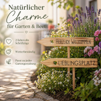 Gartenstab Maia mit Schriftzug  2er-SET - Lieblingsplatz & Herzlich Wilkommen