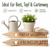 Gartenstab Maia mit Schriftzug  2er-SET - Lieblingsplatz & Herzlich Wilkommen