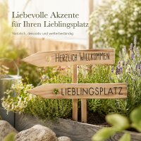 Gartenstab Maia mit Schriftzug  2er-SET - Lieblingsplatz & Herzlich Wilkommen
