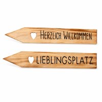 Gartenstab Maia mit Schriftzug  2er-SET - Lieblingsplatz & Herzlich Wilkommen