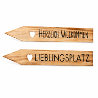 Gartenstab Maia mit Schriftzug  2er-SET - Lieblingsplatz & Herzlich Wilkommen
