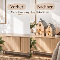 Laternen Set Holz Metall 25-34cm Natur Silberfarben Hausform Deko