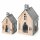 Laternen Set Holz Metall 25-34cm Natur Silberfarben Hausform Deko