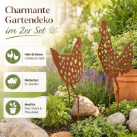 Gartenstab Pollo Huhn Edelrost - 2er-SET