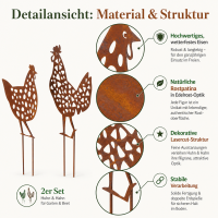 Gartenstab Pollo Huhn Edelrost - 2er-SET