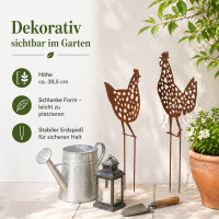 Gartenstab Pollo Huhn Edelrost - 2er-SET
