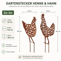 Gartenstab Pollo Huhn Edelrost - 2er-SET