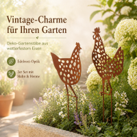 Gartenstab Pollo Huhn Edelrost - 2er-SET