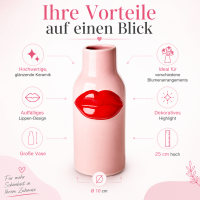 Rice Keramik Vase Kussmund - 10 x 25 cm
