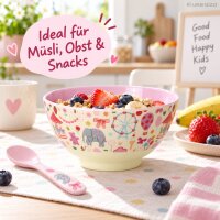 Melamin Kinderschüssel 15cm Rosa Pastellrosa mit Fun-Fair-Print