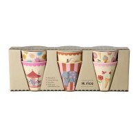 Rice Melamin Becher 6er-SET Pink - Fun Fair Print 160ml
