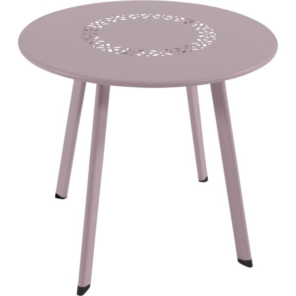 Garten-Beistelltisch Rosa Ø45x40 cm – runder Metalltisch mit Dekor