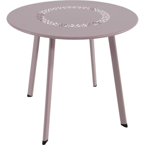 Garten-Beistelltisch Rosa Ø50x45 cm – runder Metalltisch mit Dekor