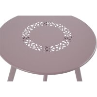 Garten-Beistelltisch Rosa Ø50x45 cm – runder Metalltisch mit Dekor