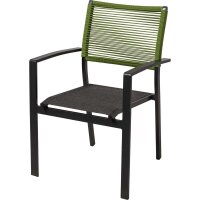 Gartenstuhl Aluminium Anthrazit mit Rope Rückenlehne Grün & Textilen-Sitz