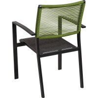 Gartenstuhl Aluminium Anthrazit mit Rope Rückenlehne Grün & Textilen-Sitz