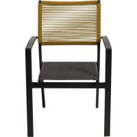 Gartenstuhl Aluminium Anthrazit mit Rope Rückenlehne Gelb & Textilen-Sitz