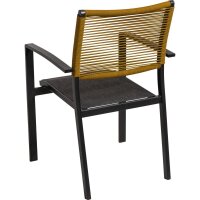 Gartenstuhl Aluminium Anthrazit mit Rope Rückenlehne Gelb & Textilen-Sitz