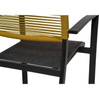 Gartenstuhl Aluminium Anthrazit mit Rope Rückenlehne Gelb & Textilen-Sitz