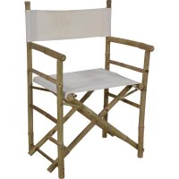 Regiestuhl Bambus Natur mit weißem Bezug – klappbarer Gartenstuh