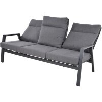 3er Loungesofa OHIO NEGRO – Gartenbank mit Polstern & verstellbarer Lehne