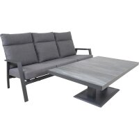 3er Loungesofa OHIO NEGRO – Gartenbank mit Polstern & verstellbarer Lehne