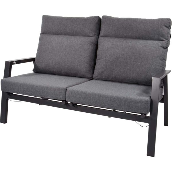 2er Loungesofa OHIO NEGRO – Gartenbank mit Polstern & verstellbarer Lehne