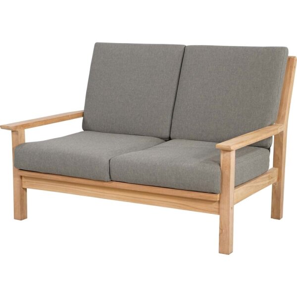 2er Loungesofa STAFFORD – Gartenbank aus Teakholz mit Polstern