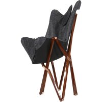 Schmetterlingsstuhl GREY – Butterfly Chair mit Holzgestell & Stoff