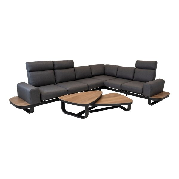 Lounge-Set ZANZIBAR – Aluminium Relax-Lounge mit Holzoptik & Tischen