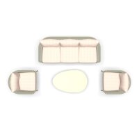 Lounge-Set LINDO – Rope-Geflecht Gartenlounge in Beige mit Tisch