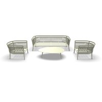 Lounge-Set LINDO – Rope-Geflecht Gartenlounge in Beige mit Tisch