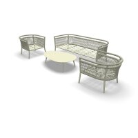 Lounge-Set LINDO – Rope-Geflecht Gartenlounge in Beige mit Tisch