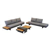 Lounge-Set BARBADOS – Gartenlounge aus Aluminium & Teak, variabel