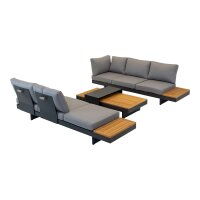 Lounge-Set BARBADOS – Gartenlounge aus Aluminium & Teak, variabel