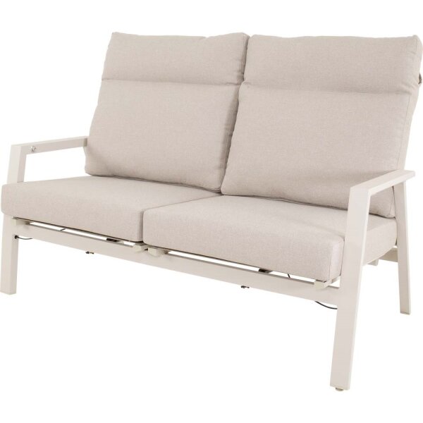 2er Loungesofa OHIO CREMA – verstellbare Gartenbank mit Polstern