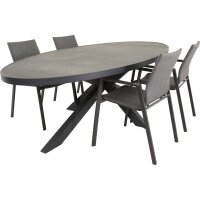 Diningtisch MURCIA NEGRO – ovaler Gartentisch mit Keramikplatte