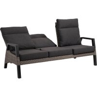 3er Loungesofa TREVISO BRICK – verstellbare Gartenbank in Grau
