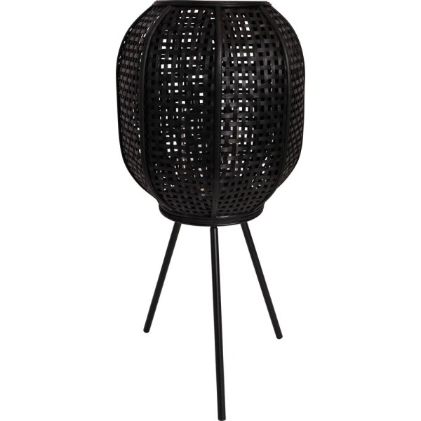 Laterne MACY BLACK mit Ständer Bambus Ø32x66cm inkl. Glas