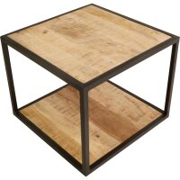 Beistelltisch JACK Mangoholz mit Stahlrahmen 50x50x40 cm Industrial