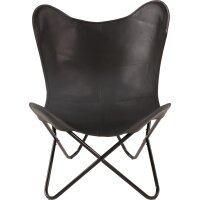Schmetterlingsstuhl BUFFALO BLACK Butterfly Chair Leder schwarz
