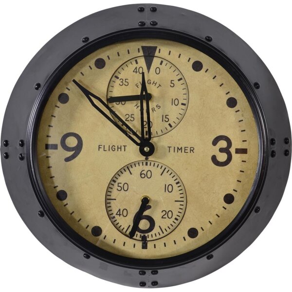 Wanduhr DURHAM Ø46 cm Metall schwarz Vintage Retro Uhr Industrie