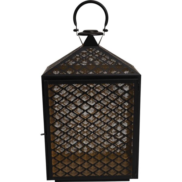 Laterne KIRA groß Metall schwarz gold rechteckig 30x16x50cm